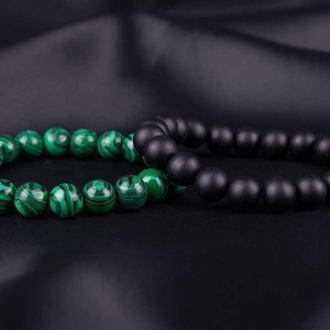 MEN’S BRACELET SET оf MALACHITE and ONYX BLACK MAT - ημιπολύτιμες πέτρες, χάντρες, χεριού, φθηνά