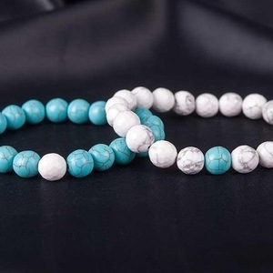 MEN’S BRACELET SET оf TURQUOISE and JASPIS GRAY-WHITE - ημιπολύτιμες πέτρες, χάντρες, χεριού, αντρικά βραχόλια, φθηνά