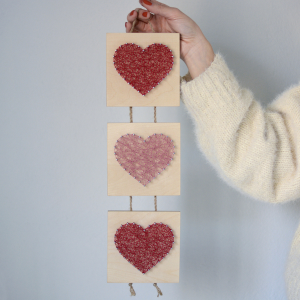 Ξύλινο διακοσμητικό τοίχου με καρδιές - δώρο αγάπης 41x12cm - ξύλο, καρδιά, αγάπη, διακοσμητικά, δώρα αγίου βαλεντίνου - 2