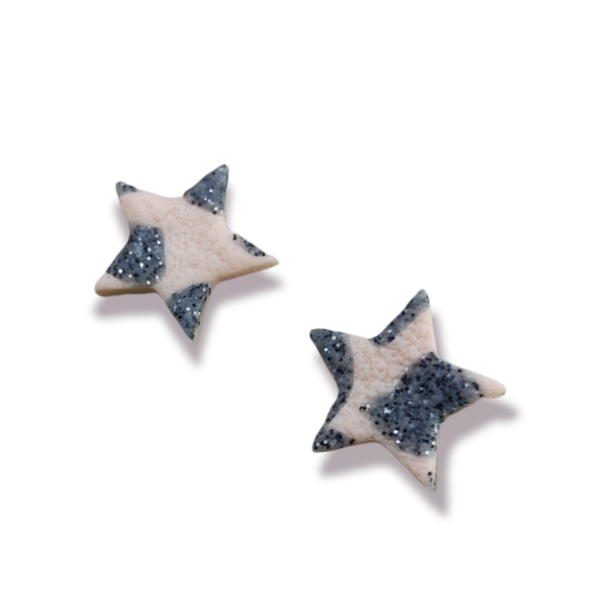 Studs αστεράκια με abstract pattern - αστέρι, πηλός, καρφωτά, μικρά