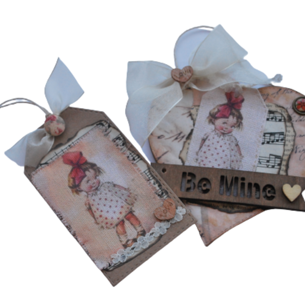 Χάρτινη διακοσμητική καρδιά Be mine (12 εκατοστά) - χαρτί, αγ. βαλεντίνου, ευχετήριες κάρτες