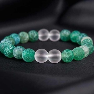 BRACELET of AHAT GREEN and QUARTZ TRANSPARENT MATTE - ημιπολύτιμες πέτρες, γυναικεία, χάντρες, χεριού, αντρικά βραχόλια