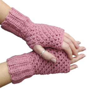 Χειροποίητα πλεκτά γυναικεία γάντια χωρίς δάκτυλα ροζ σάπιο μήλο - γυναικεία, δώρο, ακρυλικό