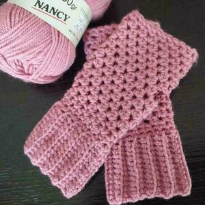 Χειροποίητα πλεκτά γυναικεία γάντια χωρίς δάκτυλα ροζ σάπιο μήλο 8Χ19 - γυναικεία, δώρο, ακρυλικό - 5