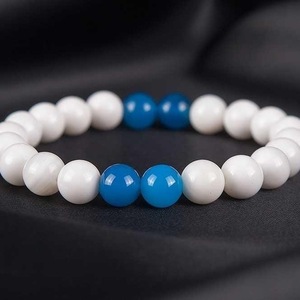 BRACELET of PEARL and AHAT BLUE - ημιπολύτιμες πέτρες, γυναικεία, χάντρες, χεριού, αντρικά βραχόλια