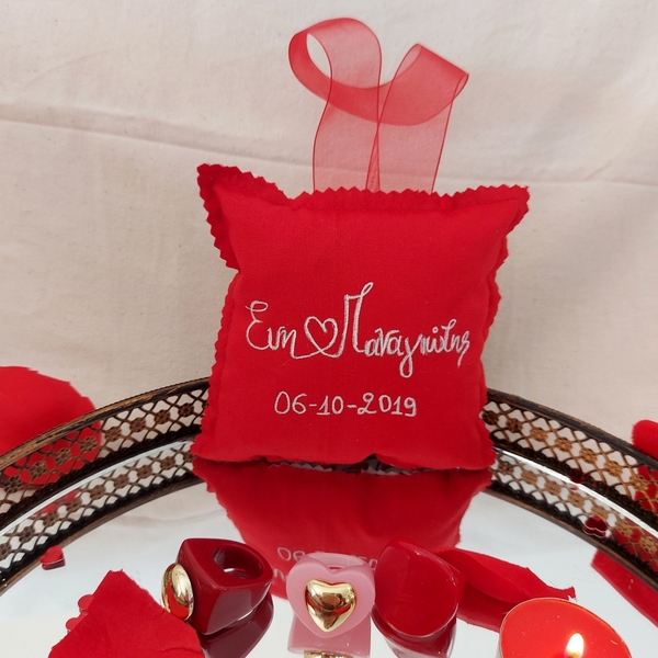 Costum-made μαξιλαράκι, κόκκινο/καρδιές valentine's day - καρδιά, διακοσμητικά, δώρα αγίου βαλεντίνου, μαξιλάρια - 4