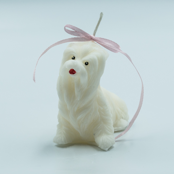Κερί χειροποίητο αρωματικό σκυλάκι λευκό - χειροποίητα, σκυλάκι, αρωματικά κεριά, κερί σόγιας