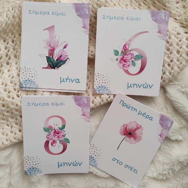 Κάρτες βρεφικής ανάπτυξης λουλούδια milestone cards κορίτσι 12*15 εκ. - κορίτσι, αναμνηστικά, δώρα για μωρά - 3