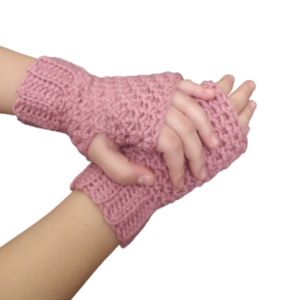 Χειροποίητα πλεκτά παιδικά γάντια χωρίς δάκτυλα ροζ σάπιο μήλο 7Χ15 - κορίτσι, δώρο, ακρυλικό - 2