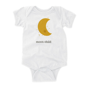 Βρεφικό φορμάκι κοντομάνικο Unisex με στάμπα Moon Child κίτρινο φεγγάρι 3Μ-24Μ - Looloo & Co - κορίτσι, αγόρι, βρεφικά φορμάκια, βρεφικά ρούχα - 2