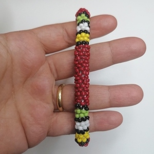 African style Βραχιόλι με χάντρες crochet knitted red- - χάντρες, χεριού, αυξομειούμενα - 2