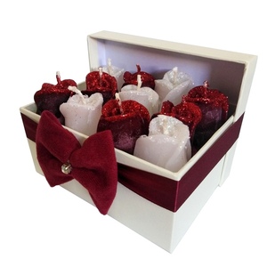 Δώρο Αγίου Βαλεντίνου κουτί αρωματικά κεριά μπουμπούκια λευκό/κόκκινο 16×11,6×12cm - γυαλί, τριαντάφυλλο, αγάπη, αρωματικά κεριά, αγ. βαλεντίνου