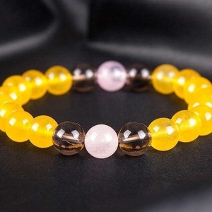 BRACELET of QUARTZ - PINK, YELLOW and SMOKED - ημιπολύτιμες πέτρες, γυναικεία, χάντρες, χεριού, φθηνά