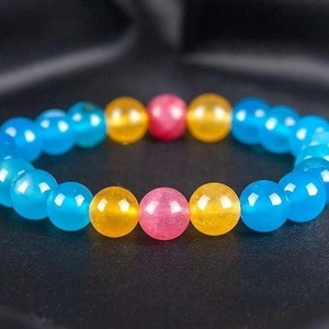 BRACELET FROM AHAT BLUE, QUARTZ YELLOW AND CORAL - ημιπολύτιμες πέτρες, γυναικεία, χάντρες, χεριού, φθηνά