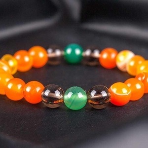 BRACELET FROM AHAT ORANGE, QUARTZ SMOKED AND GREEN - ημιπολύτιμες πέτρες, γυναικεία, χάντρες, χεριού, φθηνά