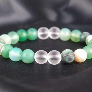 BRACELET FROM AHAT GREEN AND QUARTZ TRANSPARENT MATTE - ημιπολύτιμες πέτρες, γυναικεία, χάντρες, χεριού, φθηνά