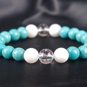 TURQUOISE BRACELET, PEARL AND MOUNTAIN CRYSTAL - ημιπολύτιμες πέτρες, γυναικεία, χάντρες, χεριού, φθηνά