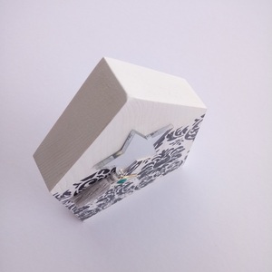 Ξύλινο Σπιτάκι με Ασπρόμαυρο print και plexi glass αστέρι 10x15Yx 2,4 εκ ξύλο επιτραπέζιο Γούρια για το σπίτι The Pink Feather - ξύλο, σπίτι, διακοσμητικά, γούρια - 4