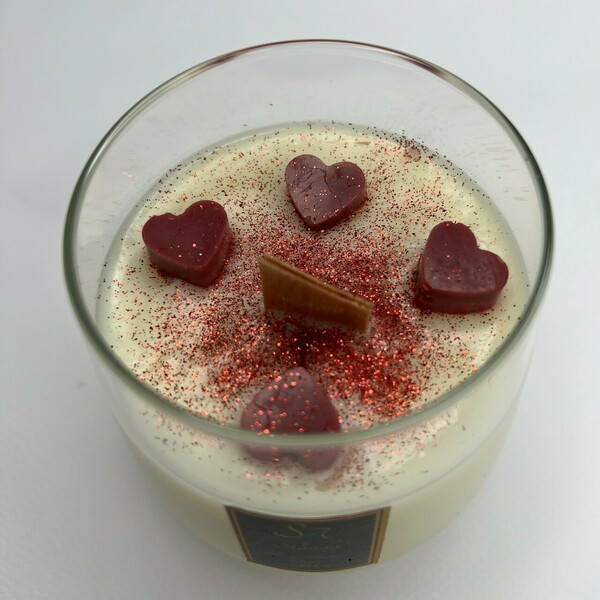 Χειροποίητο αρωματικό κερί σόγιας ''Sweet Love'' 375 ml - γυαλί, αρωματικά κεριά - 2
