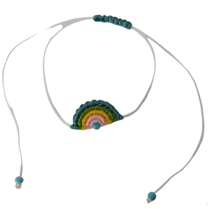 Rainbow macrame bracelet - μακραμέ, κορδόνια, χεριού, αυξομειούμενα, φθηνά - 2