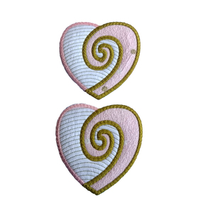 Υφασμάτινα Κεντητά Σουβέρ Ροζ Καρδιές Koru Σετ 2 τεμ 10*10 cm - ύφασμα, κεντητά, σουβέρ, διακοσμητικά, είδη σερβιρίσματος