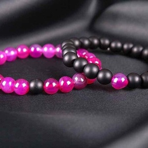 SET of 2 BRACELETS AHAT CYCLAMAI ONYX BLACK MAT - ημιπολύτιμες πέτρες, γυναικεία, χάντρες, χεριού, φθηνά