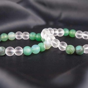 SET of 2 BRACELETS of QUARTZ TRANSPARENT and GREEN AHAT - ημιπολύτιμες πέτρες, γυναικεία, χάντρες, χεριού, φθηνά