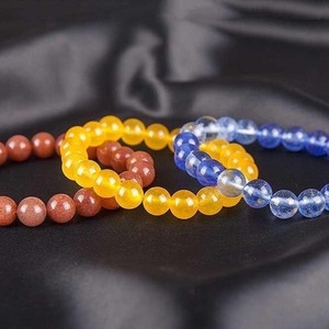 SET OF 3 BRACELETS of QUARTZ BROWN, YELLOW and BLUE - ημιπολύτιμες πέτρες, γυναικεία, χάντρες, χεριού, φθηνά