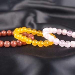 SET OF 3 BRACELETS of QUARTZ PINK, YELLOW and BROWN - ημιπολύτιμες πέτρες, γυναικεία, χάντρες, χεριού, φθηνά