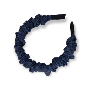 Scrunchie Tiara, στέκα με βαμβακερό ύφασμα τύπου denim - ύφασμα, βαμβάκι, χειροποίητα, στέκες