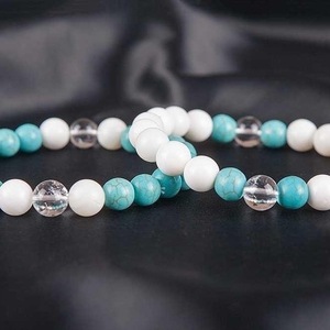 SET OF 2 BRACELETS of TURQUOISE and MOUNTAIN CRYSTAL - ημιπολύτιμες πέτρες, γυναικεία, χάντρες, χεριού, φθηνά