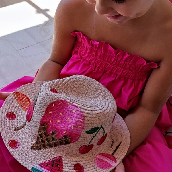 παιδικό καπέλο παραλίας (ζαχαρωτά) - καπέλα, ψάθινα - 4