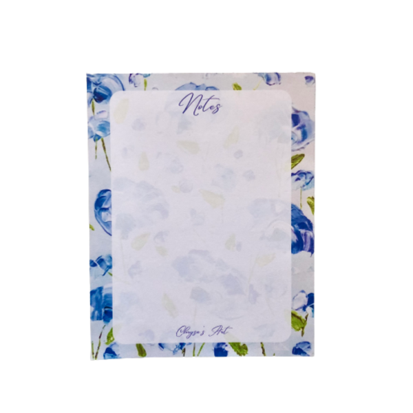 Σημειωματάριο μπλε άνθη - εκτύπωση, χειροποίητα, φλοράλ, τετράδια & σημειωματάρια