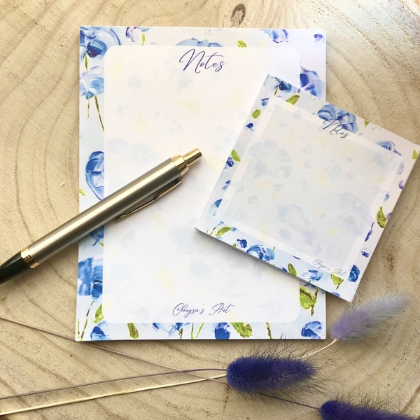 Σετ σημειώσεων μπλε άνθη - φλοράλ, τετράδια & σημειωματάρια - 3