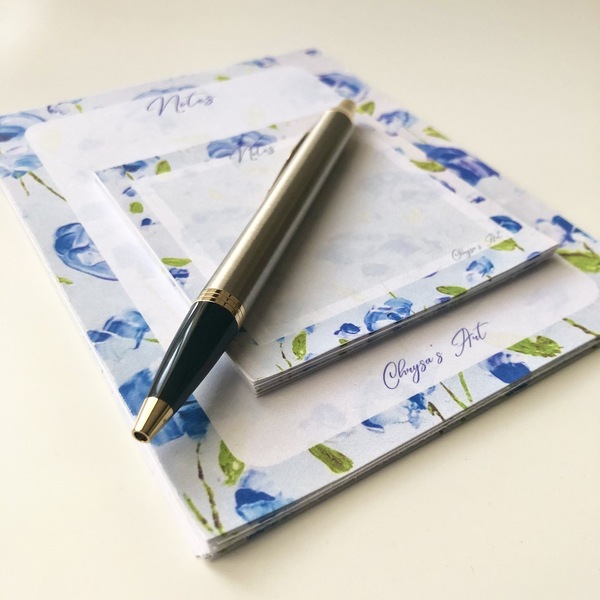 Σετ σημειώσεων μπλε άνθη - φλοράλ, τετράδια & σημειωματάρια - 4