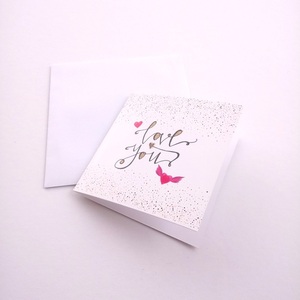 Ευχετήρια Κάρτα για Τον Άγιο Βαλεντίνο Love You dots με Φάκελο 10x10εκ - καρδιά, χαρτί, βαλεντίνος, ζευγάρια, ευχετήριες κάρτες - 2