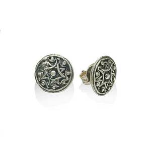 Σκουλαρίκια μικρά ασημένια σε βυζαντινό σχέδιο - ασήμι, καρφωτά, μικρά, boho, φθηνά