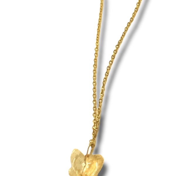 Χειροποίητο χρυσό ατσάλινο κολιέ με χρυσή πεταλούδα Swarovski - charms, πεταλούδα, μακριά, ατσάλι, φθηνά - 2