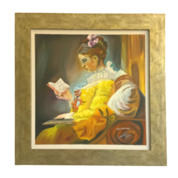 Αντίγραφο ελαιογραφία «Κορίτσι που διαβάζει” - 49 εκ - πίνακες & κάδρα, πίνακες ζωγραφικής