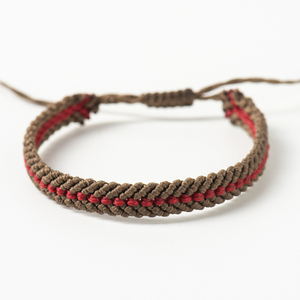 Unisex καφέ μόκα και κόκκινο βραχιόλι μακραμε - mocha brown and red macrame bracelet - ύφασμα, μακραμέ, boho, χεριού, αυξομειούμενα