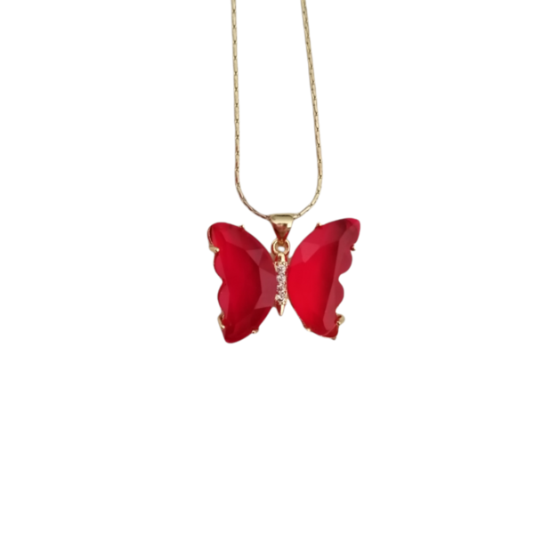 Μενταγιόν πεταλούδα από επιχρυσωμένο ορείχαλκο |κόκκινο |Αγίου Βαλεντίνου - charms, επιχρυσωμένα, ορείχαλκος, πεταλούδα, αγ. βαλεντίνου