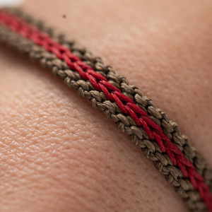 Unisex καφέ και κόκκινο βραχιόλι μακραμε - mocha brown and red macrame bracelet - ύφασμα, μακραμέ, boho, χεριού, αυξομειούμενα - 2