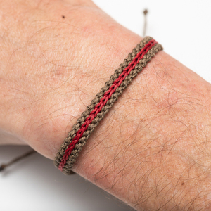 Unisex καφέ και κόκκινο βραχιόλι μακραμε - mocha brown and red macrame bracelet - ύφασμα, μακραμέ, boho, χεριού, αυξομειούμενα - 4