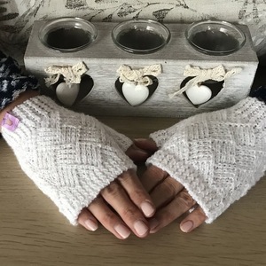 γάντια χωρίς δάχτυλα με μοτίφ διαμαντιού,white 16 x 8 εκ - ακρυλικό - 3