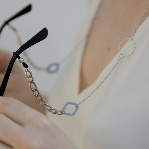 Αλυσίδα γυαλιων ανοξείδωτο ατσαλι με μπλε λεπτομέρειες 70 εκατοστά . - αλυσίδες, αλυσίδα γυαλιών, γυαλιά ηλίου, φθηνά - 2