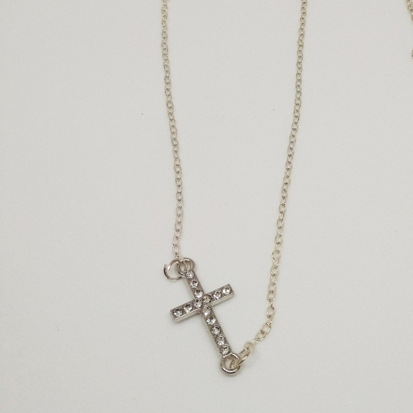 Σταυρός με αλυσίδα - charms, ορείχαλκος, επάργυρα, σταυρός, κοντά