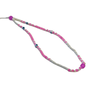 Διακοσμητικό κορδόνι για κινητό με ροζ χάντρες και μάτι - χειροποίητα, χάντρες, μοδάτο - 5