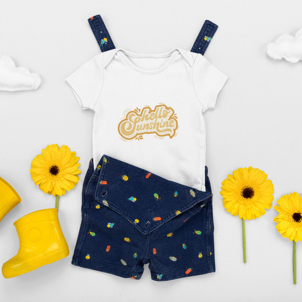 Βρεφικό φορμάκι για κορίτσι κοντομάνικο με στάμπα Hello Sunshine 3Μ-24Μ - Looloo & Co - κορίτσι, βρεφικά φορμάκια, δώρα για μωρά, βρεφικά ρούχα - 2
