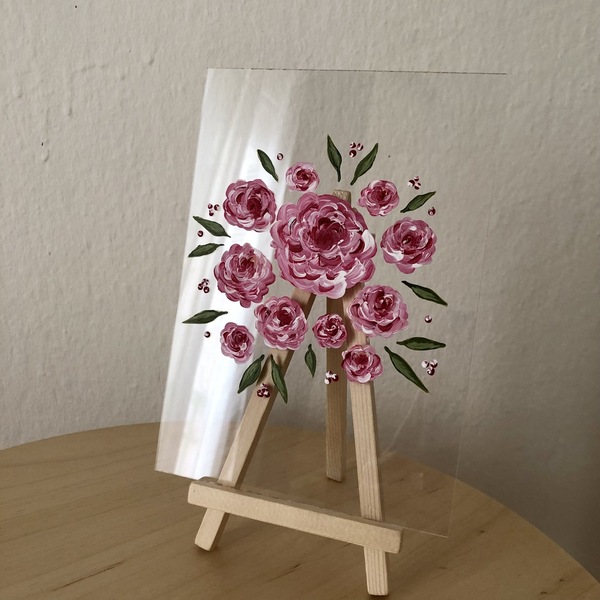 Ροζ τριαντάφυλλα σε plexiglass - γυαλί, plexi glass, διακοσμητικά, δώρα αγίου βαλεντίνου - 2