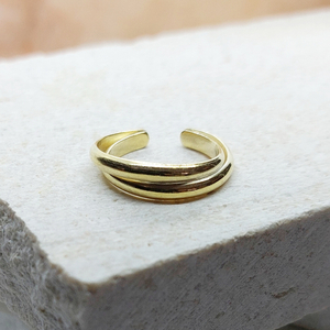 Δαχτυλίδι Twin Gold (ασήμι 925, επίχρυσο, αυξομειώνει) - ασήμι, επιχρυσωμένα, ασήμι 925, βεράκια, αυξομειούμενα - 3